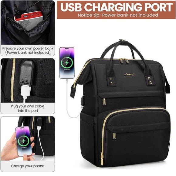 LOVEVOOK Laptop Backpack, 17 Inch Professional Womens Purse with USB Port - Picture 3 of 6